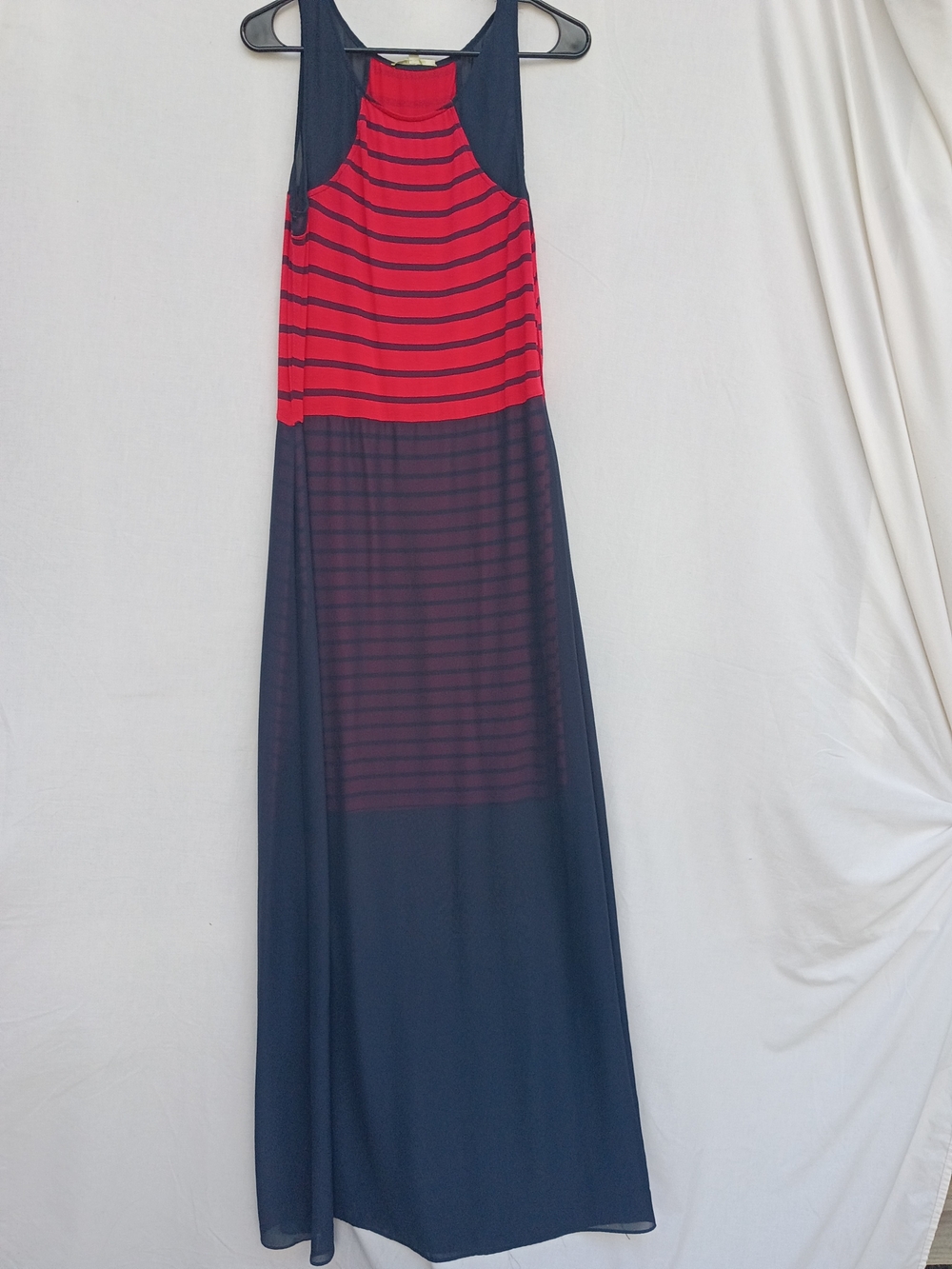 Gianni Bini Red and Navy Striped Racerback Maxi Dress